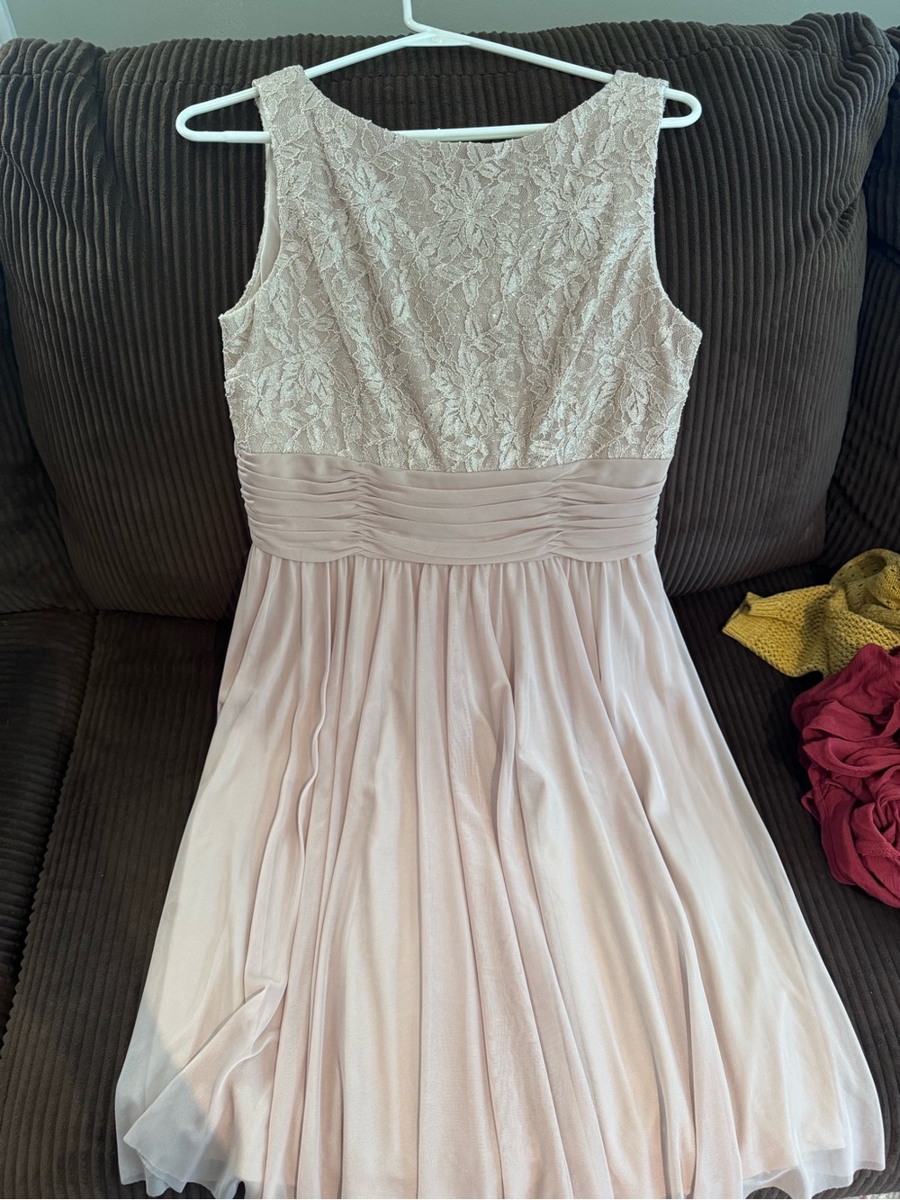 Jessica Howard Blush Lace Bodice Chiffon A-Line Dress